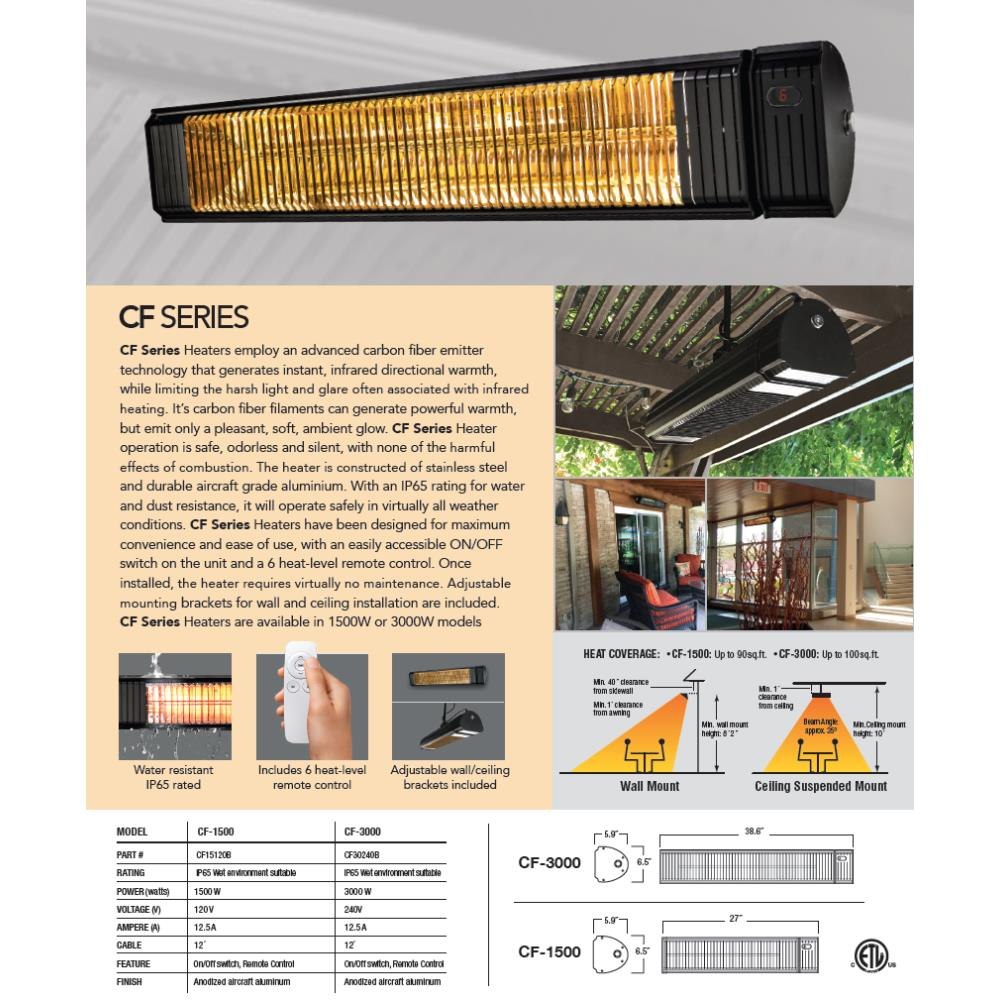 Aura CF15120B 1500 Watt Radiant Infrared Heater Aura Series
