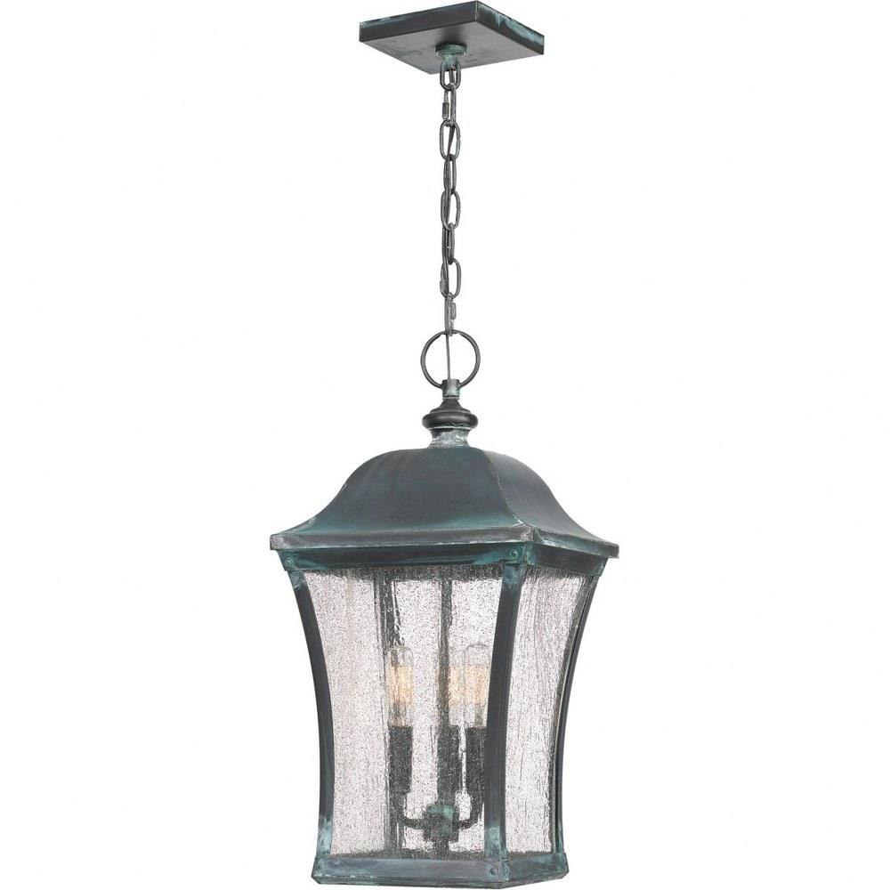 Quoizel Bardstown Aged Verde Traditional Seeded Glass Lantern Pendant Light