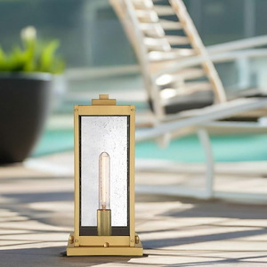 1-Light Outdoor Pier Mount with Clear Beveled Glass Panels 7.5 inches W x 16 inches H