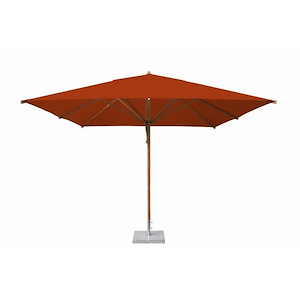 Levante - 12 Foot Square Bamboo Market Umbrella with Pulley Lift