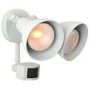 2 Light Outdoor Covered Flood Light with Photocell In Traditional Style-18.25 Inches Tall and 6 Inches Wide