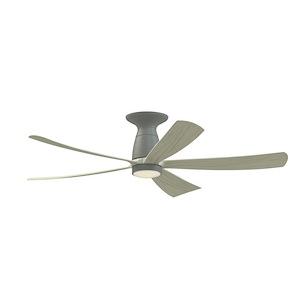 Kute - 5 Blade Flush Ceiling Fan with Knurled Light Kit-11.7 Inch Tall and 52 Inch Wide