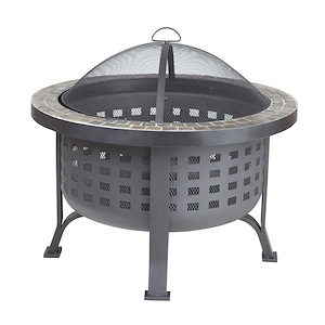 Alpina - 30 Inch Round Slate Top Fire Pit