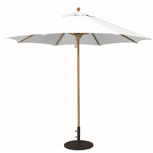9 Foot African Teak Wood Commercial Pulley Lift Round Market Umbrella