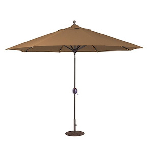 Standard Auto Tilt - 11 Foot Round Aluminum Market Umbrella with LED Lights