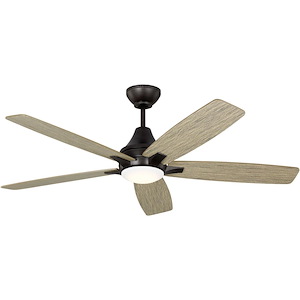 Lowden-5 Blade Ceiling Fan With Light Kit and Remote Control In Casual_Cottage Style-16 Inch Tall and 52 Inch Wide - 1214107