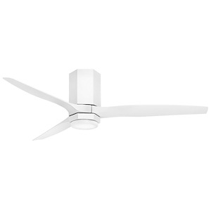 Facet - 3 Blade Flush Mount Ceiling Fan with Light Kit-12 Inches Tall and 52 Inches Wide
