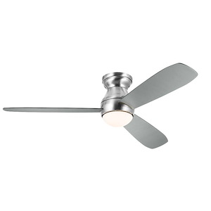 Bead - 3 Blade Flush Mount Ceiling Fan with Light Kit-12.25 Inches Tall and 54 Inches Wide