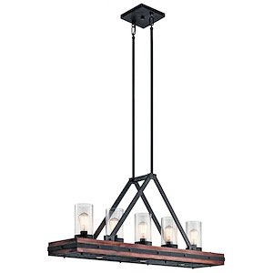 Colerne - 5 Light Linear Chandelier - with Lodge/Country/Rustic inspirations - 21 inches tall by 10.75 inches wide - 532215