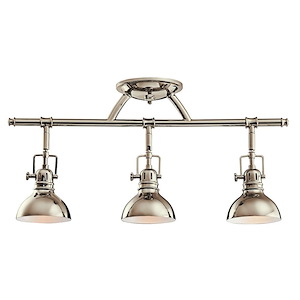 3 light Fixed Rail - with Vintage Industrial inspirations - 11.25 inches tall by 5.5 inches wide - 110446