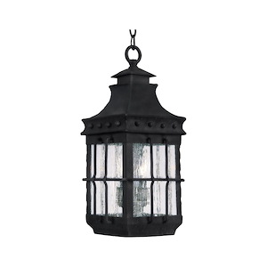Nantucket-3 Light Outdoor Hanging Lantern in Early American style-8.5 Inches wide by 18.5 inches high - 65124