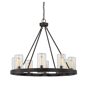 8 Light Outdoor Chandelier-Transitional Style with Industrial and Rustic Inspirations-27.63 inches tall by 32 inches wide