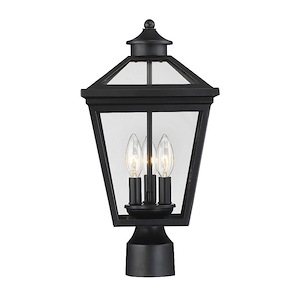 3 Light Outdoor Post Lantern-Modern Farmhouse Style with Rustic and Transitional Inspirations-17.5 inches tall by 9 inches wide