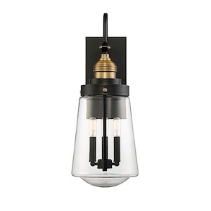 3 Light Outdoor Wall Lantern-Industrial Style with Vintage and Contemporary Inspirations-23.5 inches tall by 9.13 inches wide