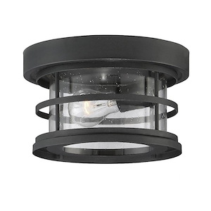 1 Light Outdoor Flush Mount-Transitional Style with Farmhouse Inspirations-6 inches tall by 10 inches wide
