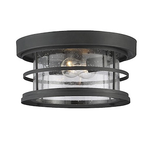 2 Light Outdoor Flush Mount-Transitional Style with Farmhouse Inspirations-6.75 inches tall by 13 inches wide