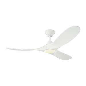 Maverick II LED - 3 Blade Ceiling Fan with Handheld Control and Includes Light Kit in Modern Style - 52 Inch Wide by 13.8 Inch High