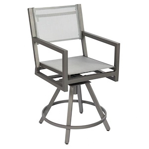 Palm Coast - 41 Inch Sling Swivel Counter Stool with Arms