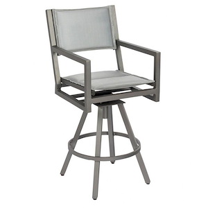 Palm Coast - 46 Inch Padded Sling Swivel Bar Stool with Arms