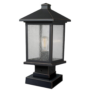 Portland - 1 Light Outdoor Square Pier Mount Lantern in Country Style - 8 Inches Wide by 17 Inches High