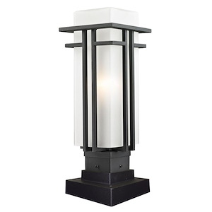 Abbey - 1 Light Outdoor Square Pier Mount Lantern in Art Deco Style - 6.63 Inches Wide by 18.25 Inches High